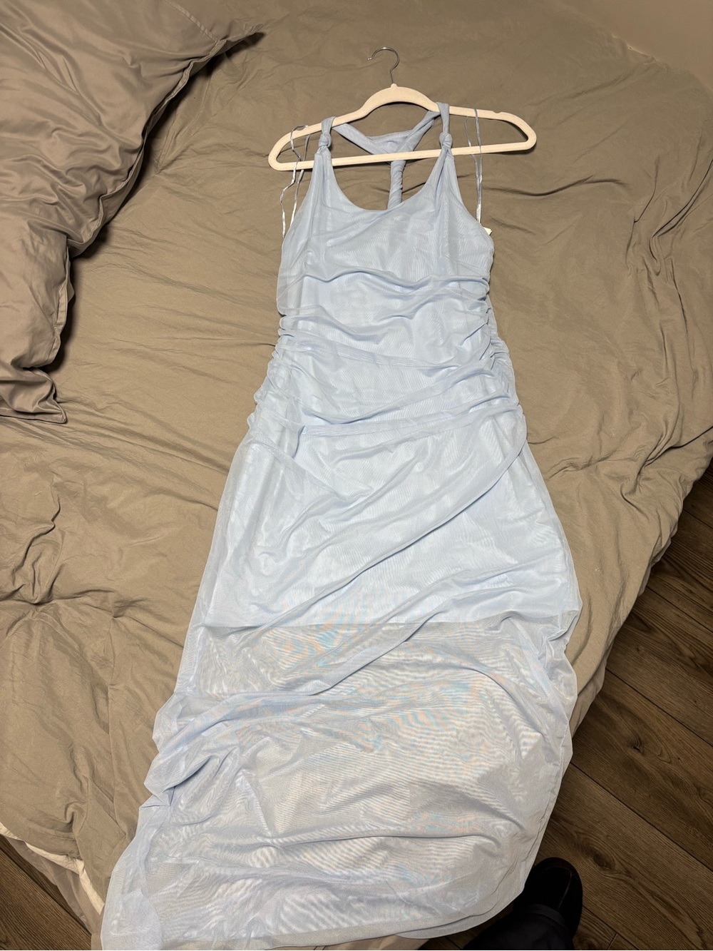Abercrombie & Fitch Light Blue Ruched Maxi Dress